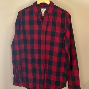 L.L.Bean Red Black Buffalo Plaid Flannel Shirt Traditional Fit S | Oversized